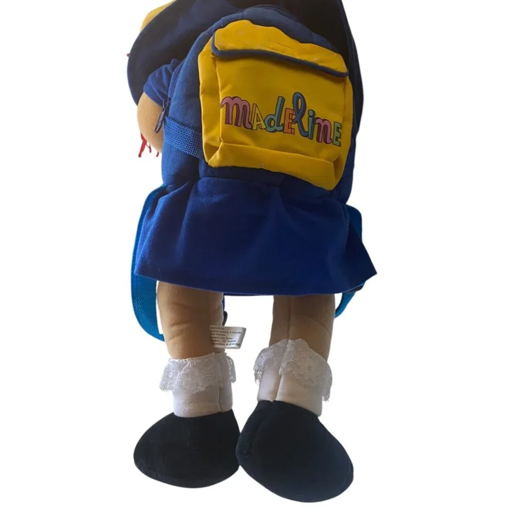 Wildkin Madeline Doll Cloth Soft Backpack 1997 Red Yarn Hair Yellow Hat Kids 24